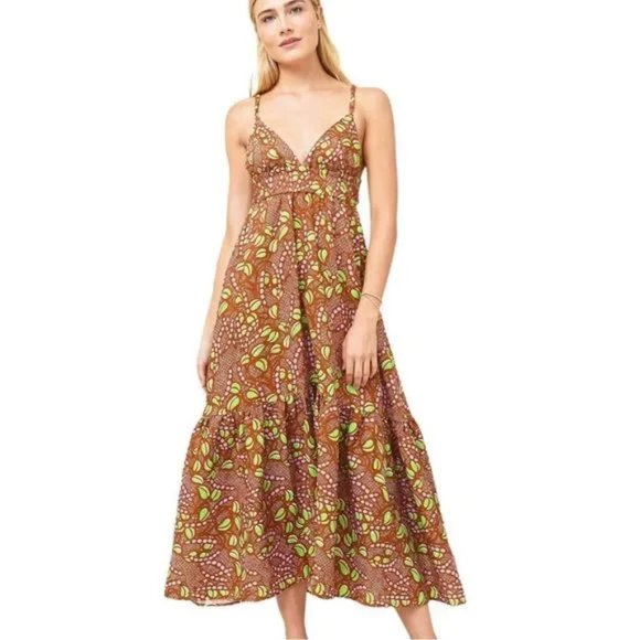 NEW A.L.C.  Rhodes Dress in Bronze Tone/ Green Kick Multi Size 6 #878 - Picture 1 of 11